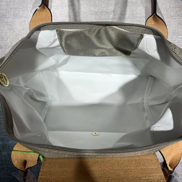 Nwt Le Pliage Turtle-Dove Grey Medium Handbag Canvas Shoulder Tote M — image 4 of 7